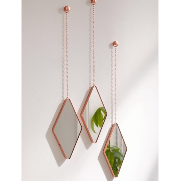 Urban Outfitters Other - UO Set of 3 Rose Gold Diamond Shaped Mirrors!